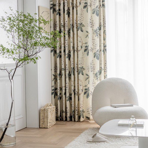 Nordic style curtains, living room, bedroom, cotton and linen blackout curtains, customized modern simple curtain cloth printing, new model 2021 