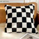 Nordic luxury ins retro chessboard style pillow, thousand bird style pillow case, sofa, living room, model room, bedside pillow 