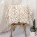 Retro Bohemian Throw Pillow Handwoven Throw Pillow Sofa Cushion Cover Throw Pillow Cover Knitted Tassel Bedroom Waist Pillow 