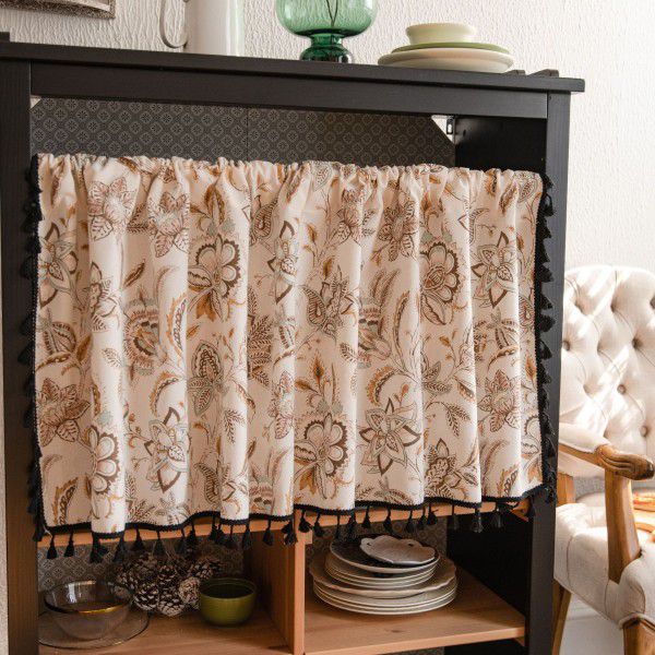 Yimanqi window curtain spring flower printing half curtain door curtain coffee curtain kitchen washstand cabinet dust curtain