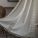 Lexuan Xiu New Product Curtain Finished Products Wholesale Hollow out Splicing American Kitchen Curtain Semi Blackout Curtain Tassel Curtain Cloth