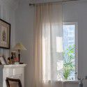 Lexuan Xiu's new Japanese style log style half shading curtain imitating cotton and linen bedroom cream colored window screen curtain simple curtain