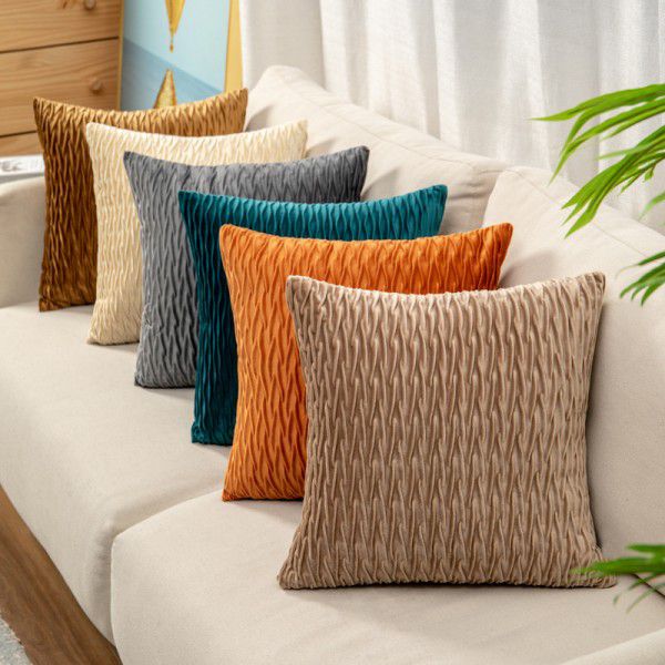 Cross border solid velvet pleated pillowcase Dutch velvet sofa cushion bedside pillow office waist support 