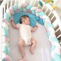 Ins Popular Danish Knitted Long Knot Throw Pillow kont Ball Three Strand fried dough twist Braid Baby Bed Anti collision Bed Circumference 