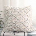 Retro Bohemian Throw Pillow Handwoven Throw Pillow Sofa Cushion Cover Throw Pillow Cover Knitted Tassel Bedroom Waist Pillow 