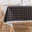 Cotton and linen table cloth, simple lattice, Nordic desk, student dormitory, square lace, cute computer table cloth 