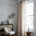 Yimanqiyun curtain cotton linen printing color wool ball Bohemian style rural cross-border curtain factory direct supply