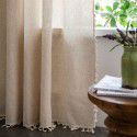 Le Xuan Xiu Amazon Hot Sale Bedroom Semi Blackout Curtain Finished Polyester Linen Pure Color Simple Tassel Kitchen Curtain Wholesale