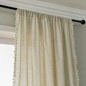 Le Xuan Xiu Amazon Hot Sale Bedroom Semi Blackout Curtain Finished Polyester Linen Pure Color Simple Tassel Kitchen Curtain Wholesale