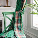 Yimanqiyun curtain, green lattice splicing, yarn dyed American curtain, finished kitchen curtain, floating window curtain, semi shading 