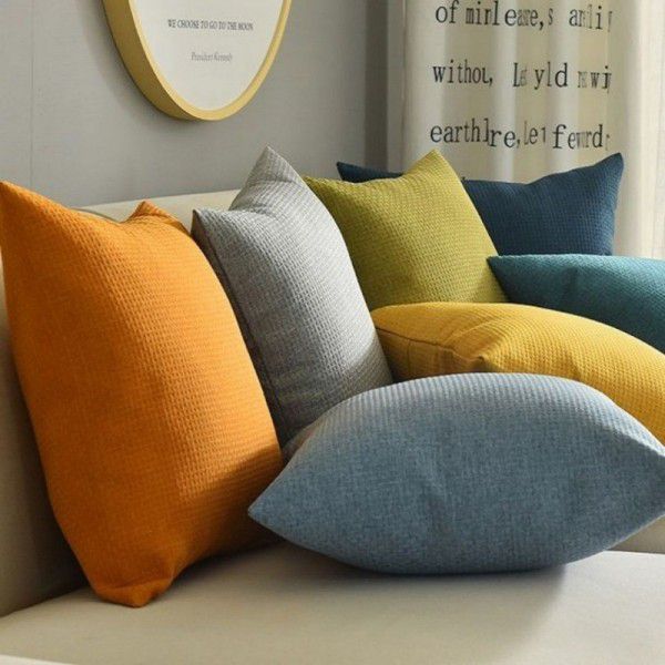 Pillow cover thickened color simple pillow sitting room sofa cushion office bedside cloth waist pillow back 
