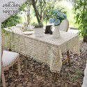 French Lace Table Cloth Vintage Hand crocheted Woven American Garden Table Table Cloth Desk ins Girl Nordic 