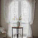 Yimanqiyun Retro translucent lace gauze curtain, lotus leaf balcony, floating window, white sand partition, wave pastoral curtain