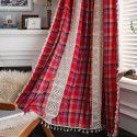 Yimanqiyun curtain, green lattice splicing, yarn dyed American curtain, finished kitchen curtain, floating window curtain, semi shading 