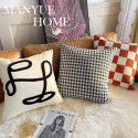 Nordic luxury ins retro chessboard style pillow, thousand bird style pillow case, sofa, living room, model room, bedside pillow 