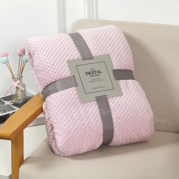 Thickened solid color pineapple blanket sofa blanket coral velvet office cover lunch blanket gift blanket 