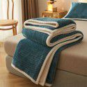 Nordic solid color double-layer blanket thickened cashmere blanket winter sheets flannel nap sofa gift blanket 