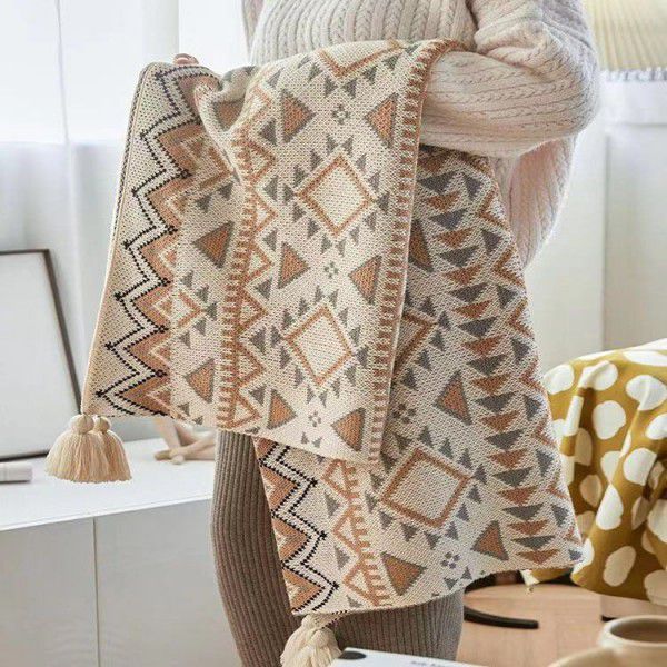 Bohemian blanket simple knitting wool nap blanket winter decoration nap blanket blanket sofa blanket 