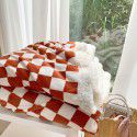 Retro modern checkerboard blanket feather lamb soft waxy sofa blanket office nap summer thin net red 