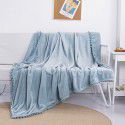 Cross border direct supply tassel ball blanket sofa dormitory blanket gift air conditioning blanket flange color solid wholesale 