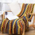 Summer air conditioning blanket knitting blanket thousand bird pattern tassel sofa blanket small blanket bed tail American wool nap blanket 