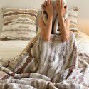 Modern simple and luxurious tie dyed zebra rabbit hair sheep curly wool Magirami blended blanket nap blanket sofa blanket 