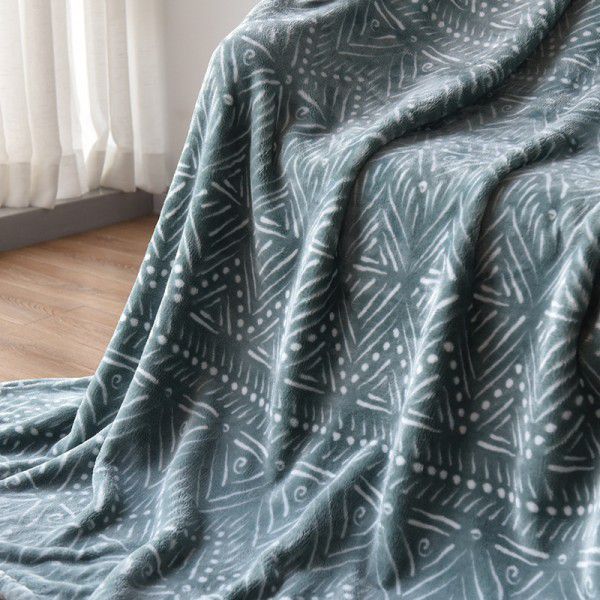 180 * 200 thick foreign trade dark green printing flannel blanket sofa thick nap blanket bed sheet 