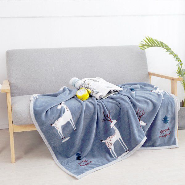 Wholesale printed coral wool blanket casual shawl blanket air conditioning blanket office blanket midnight sleeping blanket