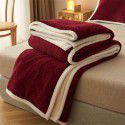Nordic solid color double-layer blanket thickened cashmere blanket winter sheets flannel nap sofa gift blanket 
