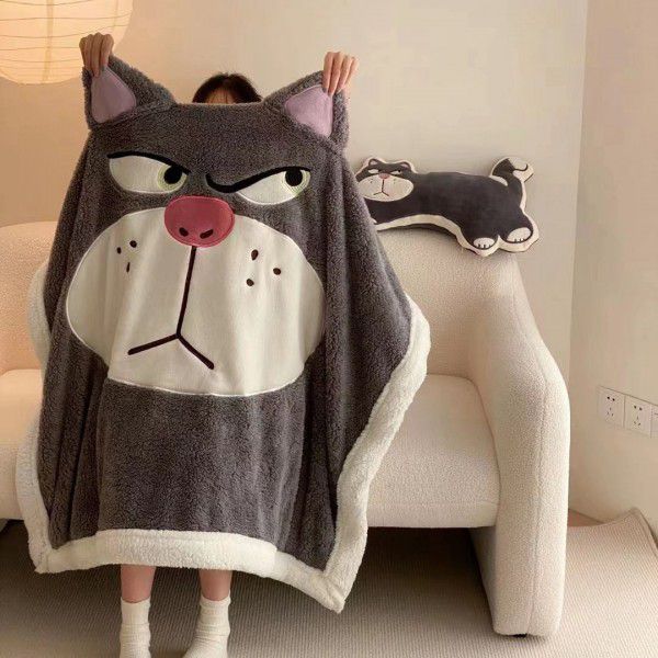 Sullivan Cartoon Winnie Bear Lamb Fleece Double Layer Thick Blanket Sofa Cover Blanket Office Lunch Break Air Conditioner Blanket 