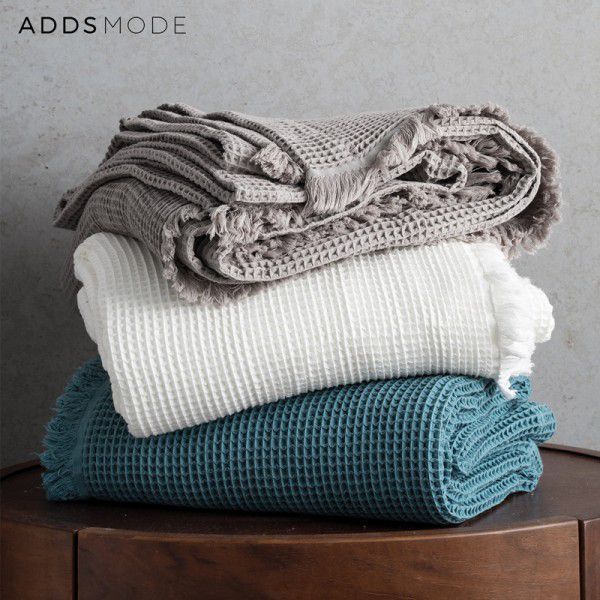 Spring and summer cotton waffle solid color blanket American blanket bedding blanket office sofa nap casual blanket 