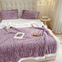New blanket in autumn and winter of 2022 New taff wool blanket Pure plain color jacquard double layer lamb wool blanket 