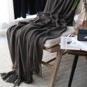 Simple modern dark grey knitting thread blanket blanket white bed tail blanket Nordic solid beige single sofa blanket 