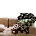 Autumn and winter thickened lamb cashmere retro style chessboard blanket Soft skin friendly chessboard plaid hand wrapped blanket 