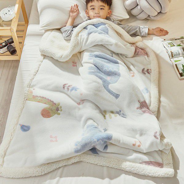 Children's blanket thickened winter cashmere quilt Children's kindergarten nap baby coral blanket 