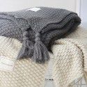 Waffle blanket ins wind sofa blanket office nap tassel ball wool leisure air conditioning blanket 