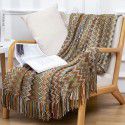Summer air conditioning blanket knitting blanket thousand bird pattern tassel sofa blanket small blanket bed tail American wool nap blanket 