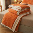 Nordic solid color double-layer blanket thickened cashmere blanket winter sheets flannel nap sofa gift blanket 