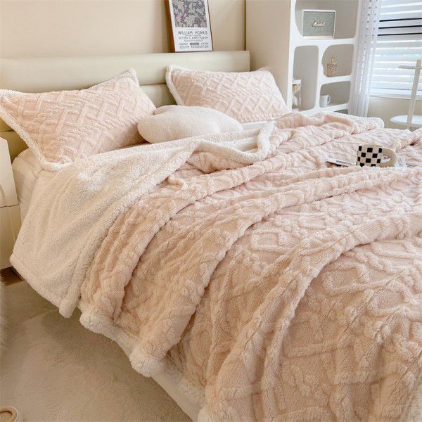 Taff nap blanket thickened lamb wool blanket in winter solid color spring and autumn blanket coral blanket wholesale 