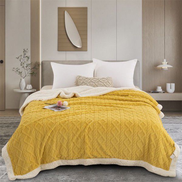 Autumn and winter thickened warm taff milk wool blanket version pure simple lamb wool blanket blanket bedding 