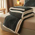 Nordic solid color double-layer blanket thickened cashmere blanket winter sheets flannel nap sofa gift blanket 