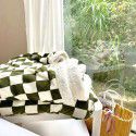 Retro modern checkerboard blanket feather lamb soft waxy sofa blanket office nap summer thin net red 