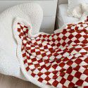 Retro modern checkerboard blanket feather lamb soft waxy sofa blanket office nap summer thin net red 