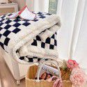 Retro modern checkerboard blanket feather lamb soft waxy sofa blanket office nap summer thin net red 