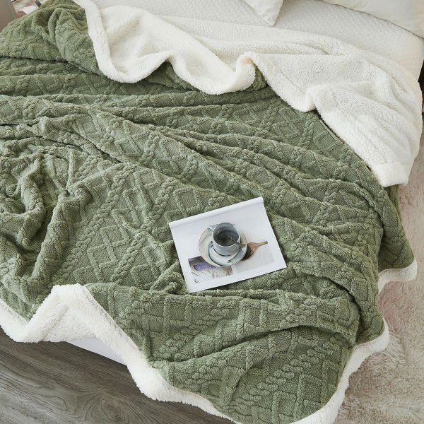 Taff cashmere jacquard lamb wool blanket double-layer composite cross-border AB version sofa blanket decorative blanket thickened blanket blanket 