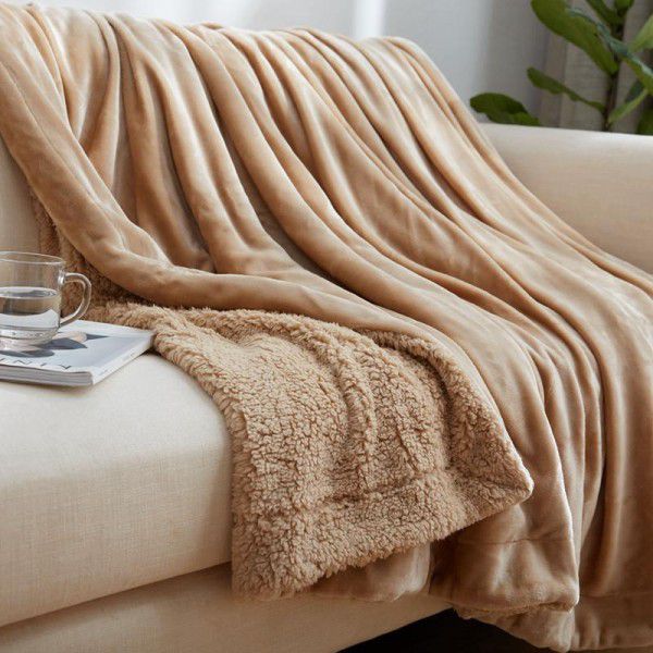 Thick blanket, small wool quilt in winter, double layer thickened insulation, single leg covering, afternoon nap, student dormitory, coral blanket 