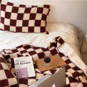 Autumn and winter thickened lamb cashmere retro style chessboard blanket Soft skin friendly chessboard plaid hand wrapped blanket 