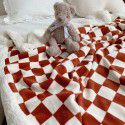 Retro modern checkerboard blanket feather lamb soft waxy sofa blanket office nap summer thin net red 