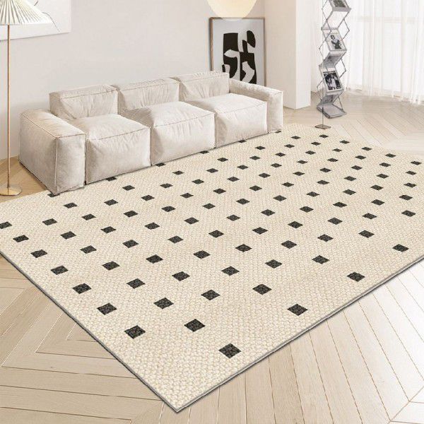 Living room carpet French black and white line light luxury minimalist bedroom net red bedside blanket ins designer dirt resistant floor mat