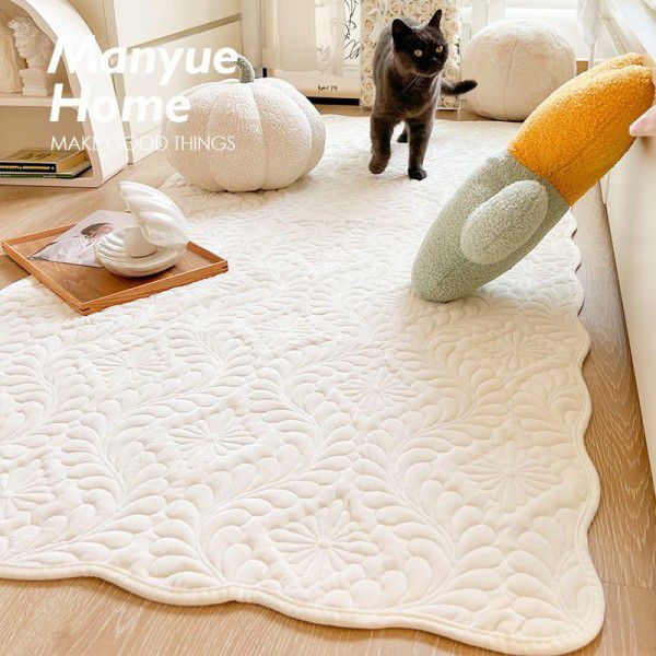 Ins cheese cream bedroom plush floor mat bedside blanket household non-slip floor blanket carpet picnic mat